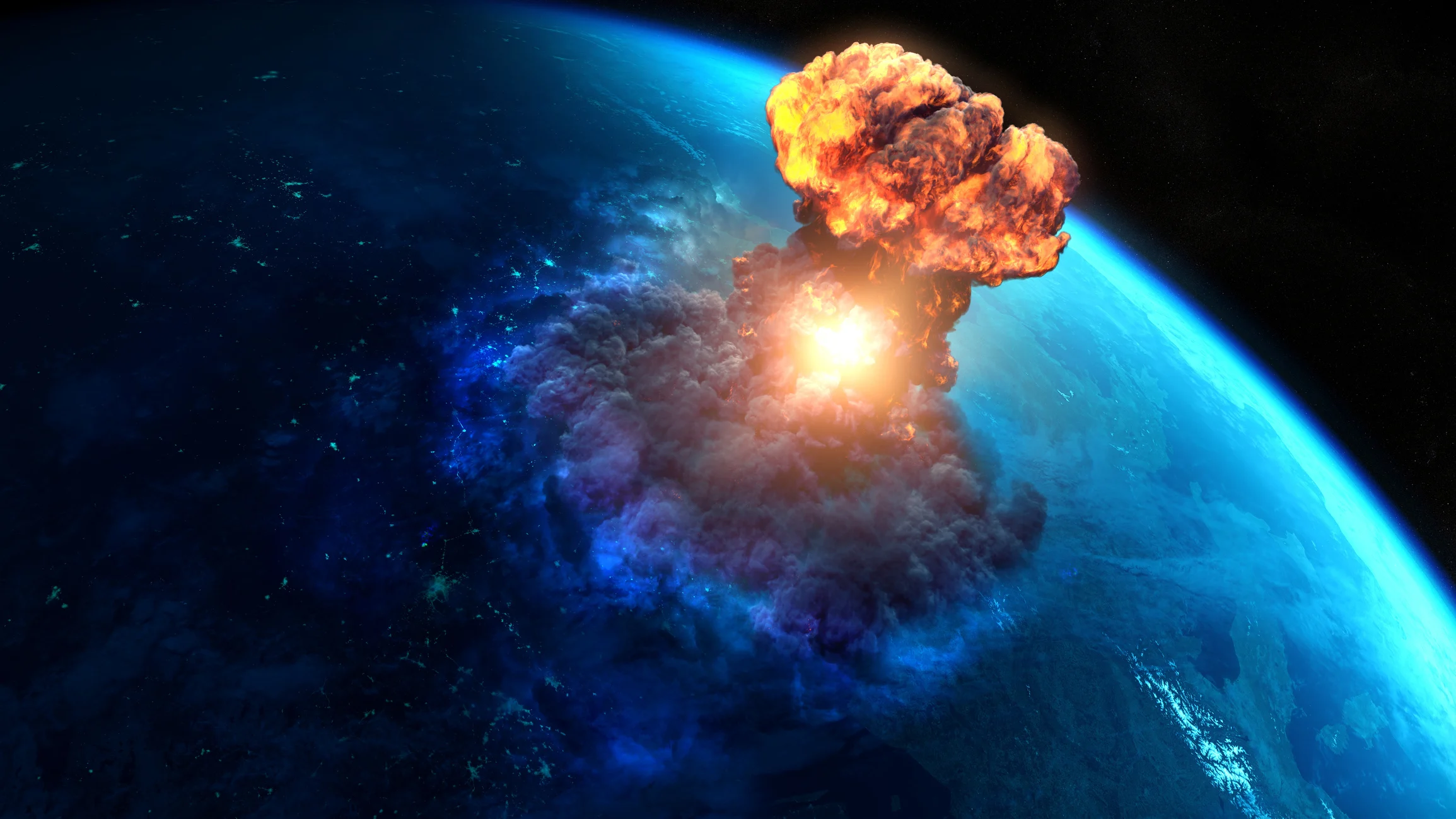 航天图片资料 · An artist's conception of an enormous explosion on a blue planet.