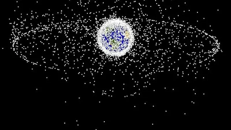 航天图片资料 · floating earth surrounded by bright dots