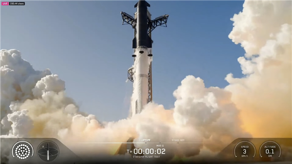 航天图片资料 · SpaceX星舰第13次试飞成功！首次部署V3版星链 超重型助推器受控溅落