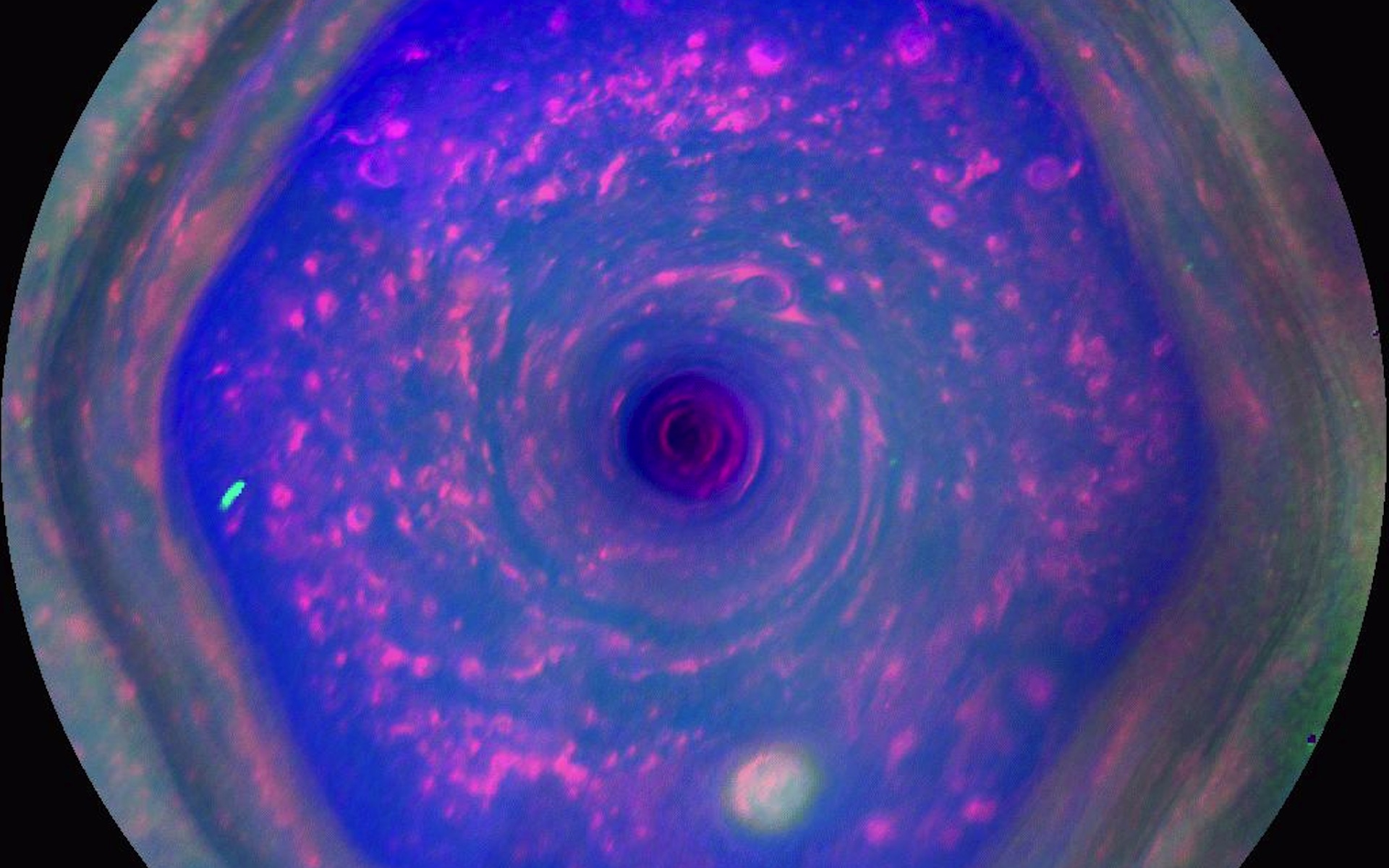 航天图片资料 · a blue swirling hexagon on a grey orb