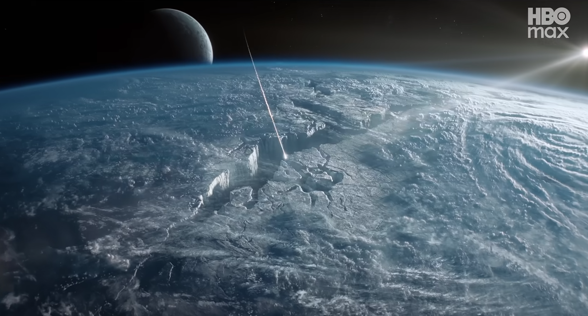 航天图片资料 · a meteor streaks into the crack in a planet