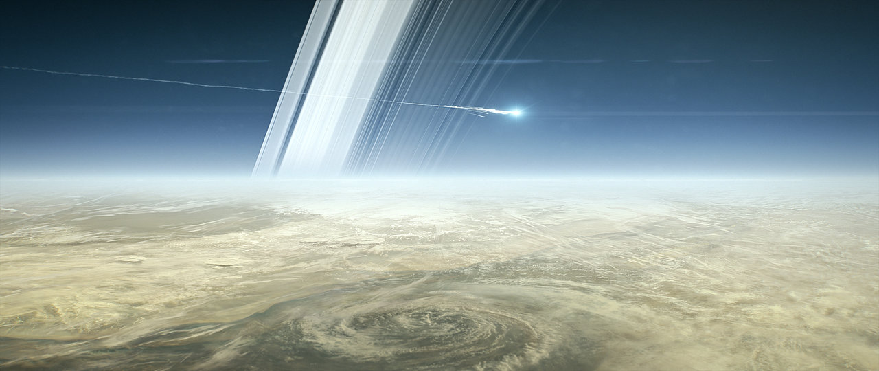 航天图片资料 · Artist's illustration of NASA's Cassini spacecraft plummeting through Saturn's atmosphere on Sept. 15, 2017.