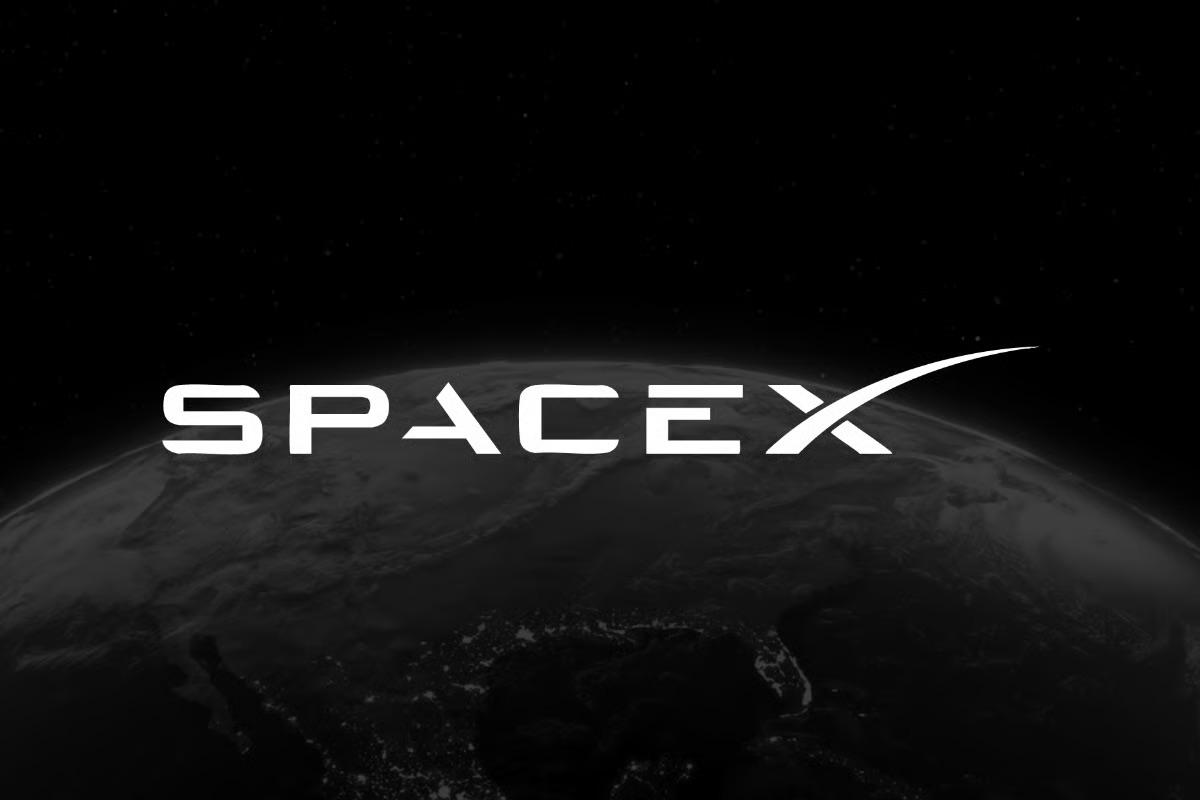 航天图片资料 · SpaceX logo in white over a dark, partially lit Earth seen from space
