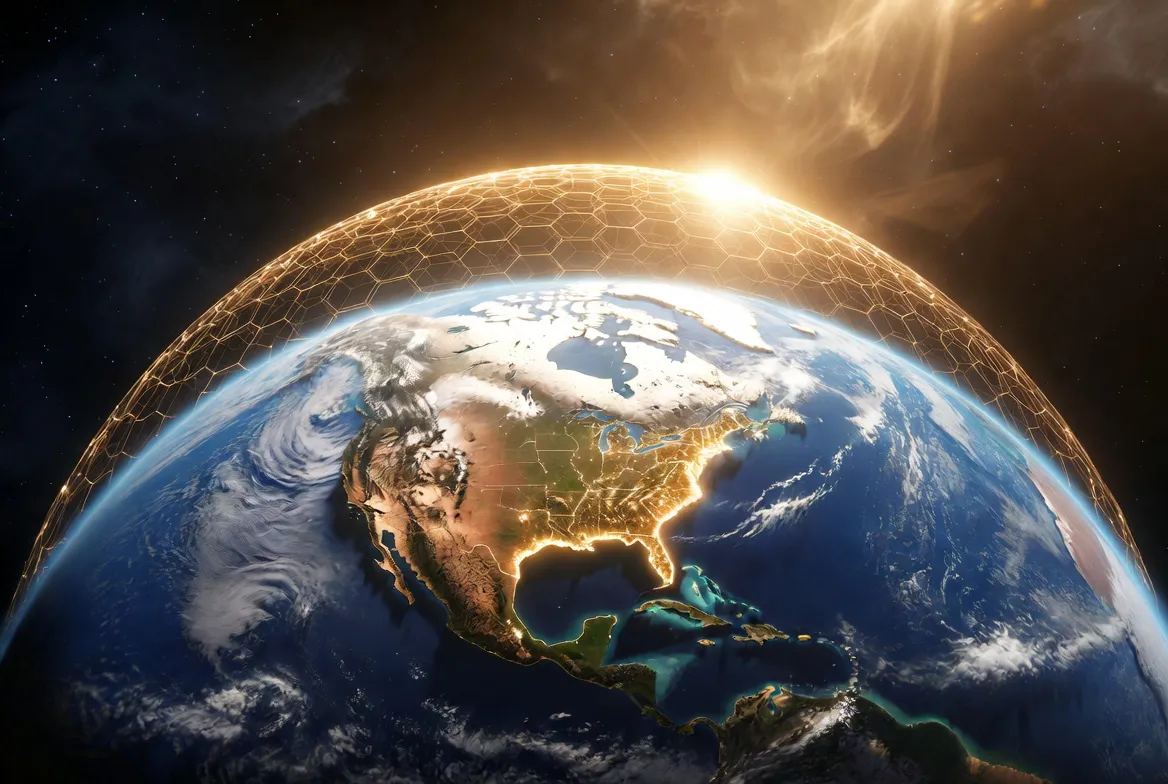 航天图片资料 · US Golden Dome space defense system (Concept render by Grok)