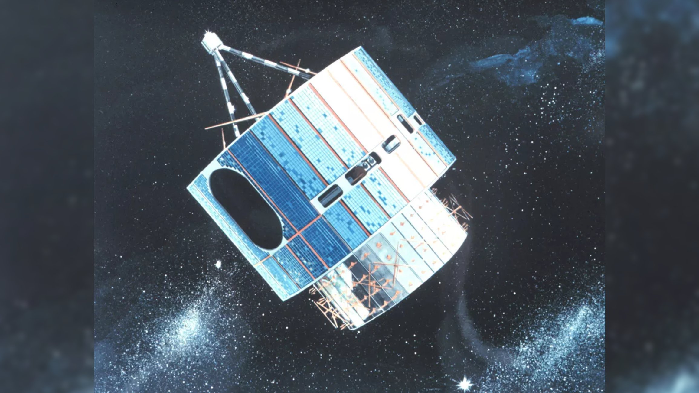 航天图片资料 · An artist's illustration of the GOES-1 weather satellite.
