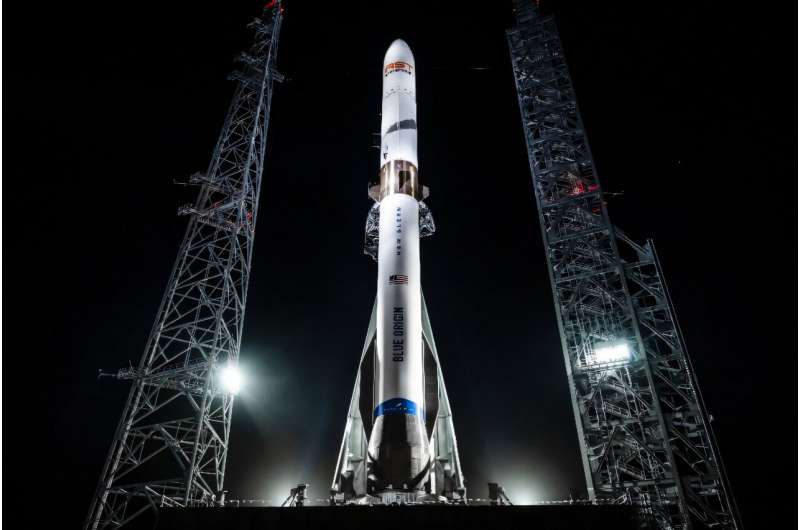 航天图片资料 · Blue Origin's New Glenn rocket at Launch Complex 36 at the Kennedy Space Center in Florida on April 12, 2026. Blue Origin's New Glenn rocket at Launch Complex 36 at the Kennedy Space Center in Florida on April 12, 2026