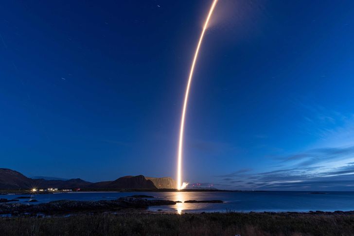 航天图片资料 · This handout photo released on Sunday by the German Isar Aerospace company shows the launch of a rocket into orbit from Andoya in Norway a day earlier. Germany's Isar Aerospace launched a rocket into orbit from Norway, Saturday, as Europe races to boost its ability to economically send satellites into space independently of the United States. AFP-Yonhap