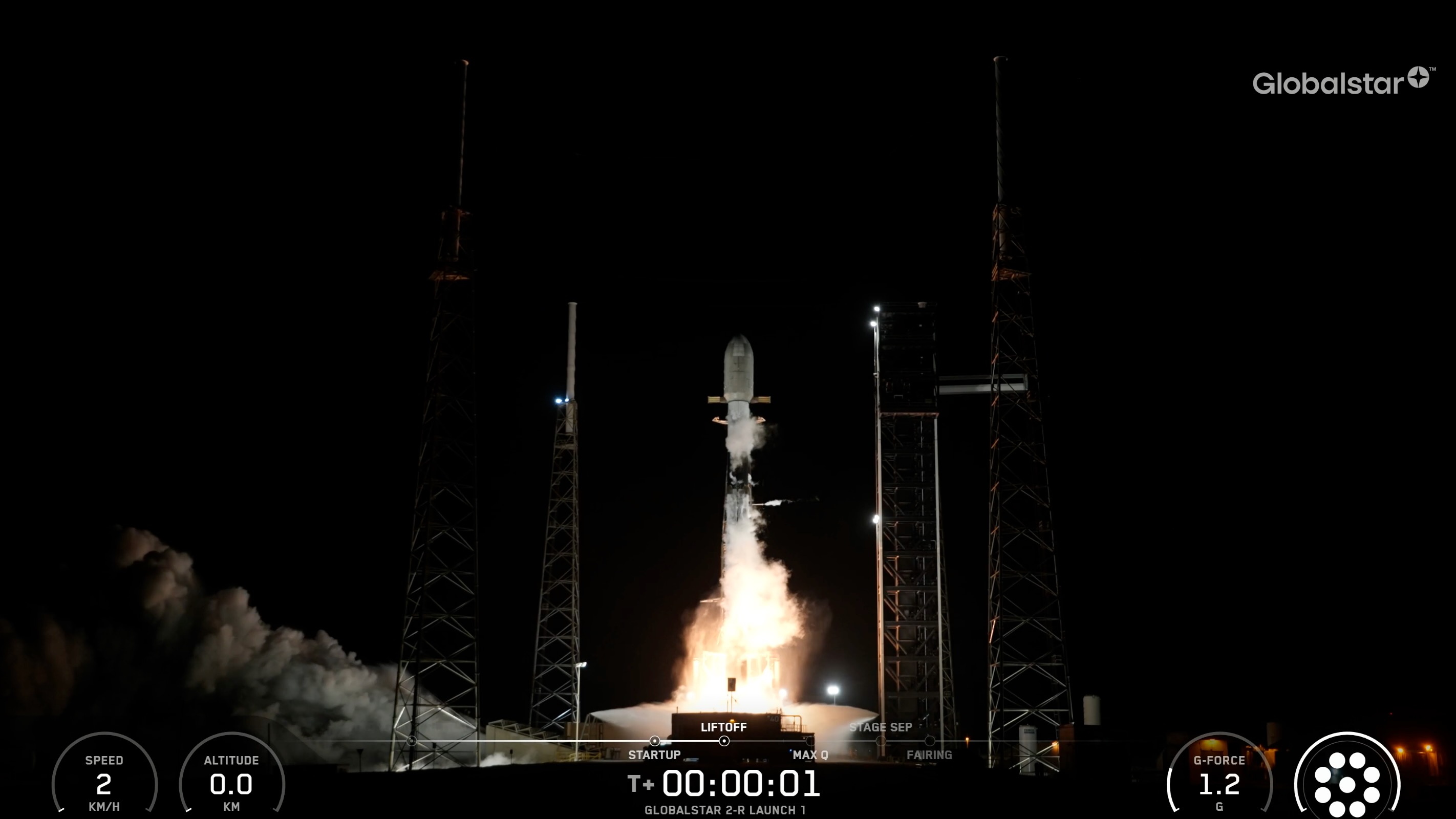 航天图片资料 · a black-and-white spacex falcon 9 rocket launches into a dark night sky.