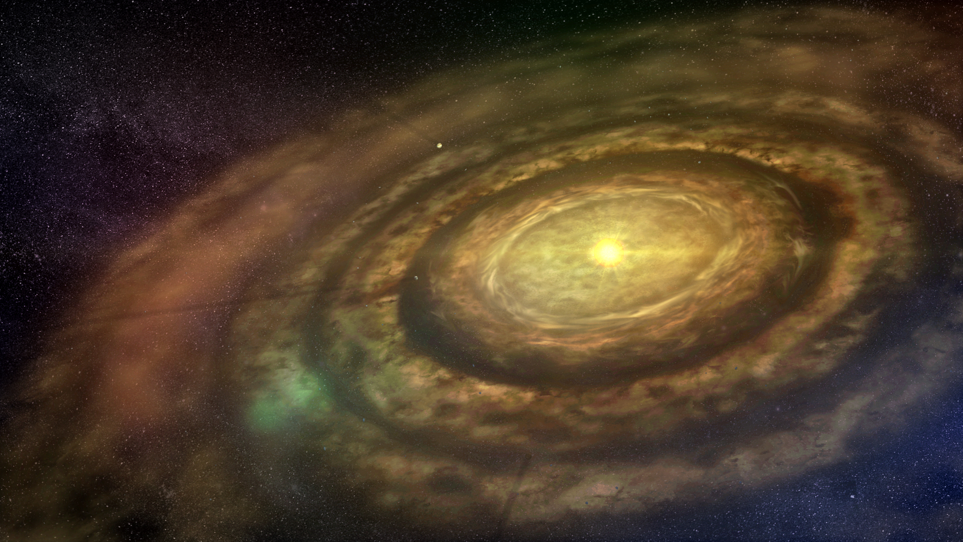 航天图片资料 · A glowing golden disk made up of concentric rings