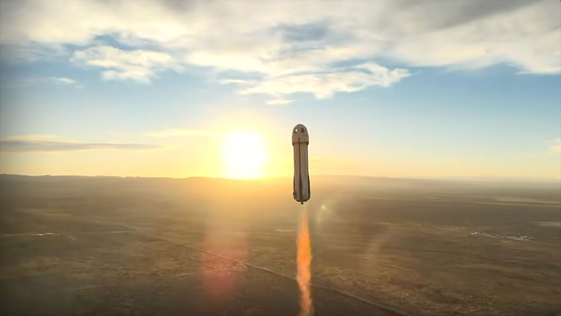航天图片资料 · a small rocket carrying six people in a capsule lifts off, set against the rising sun