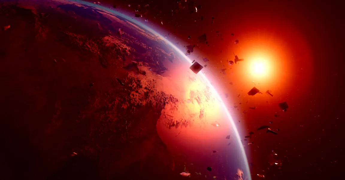 航天图片资料 · A photo illustration of space junk orbiting the Earth.