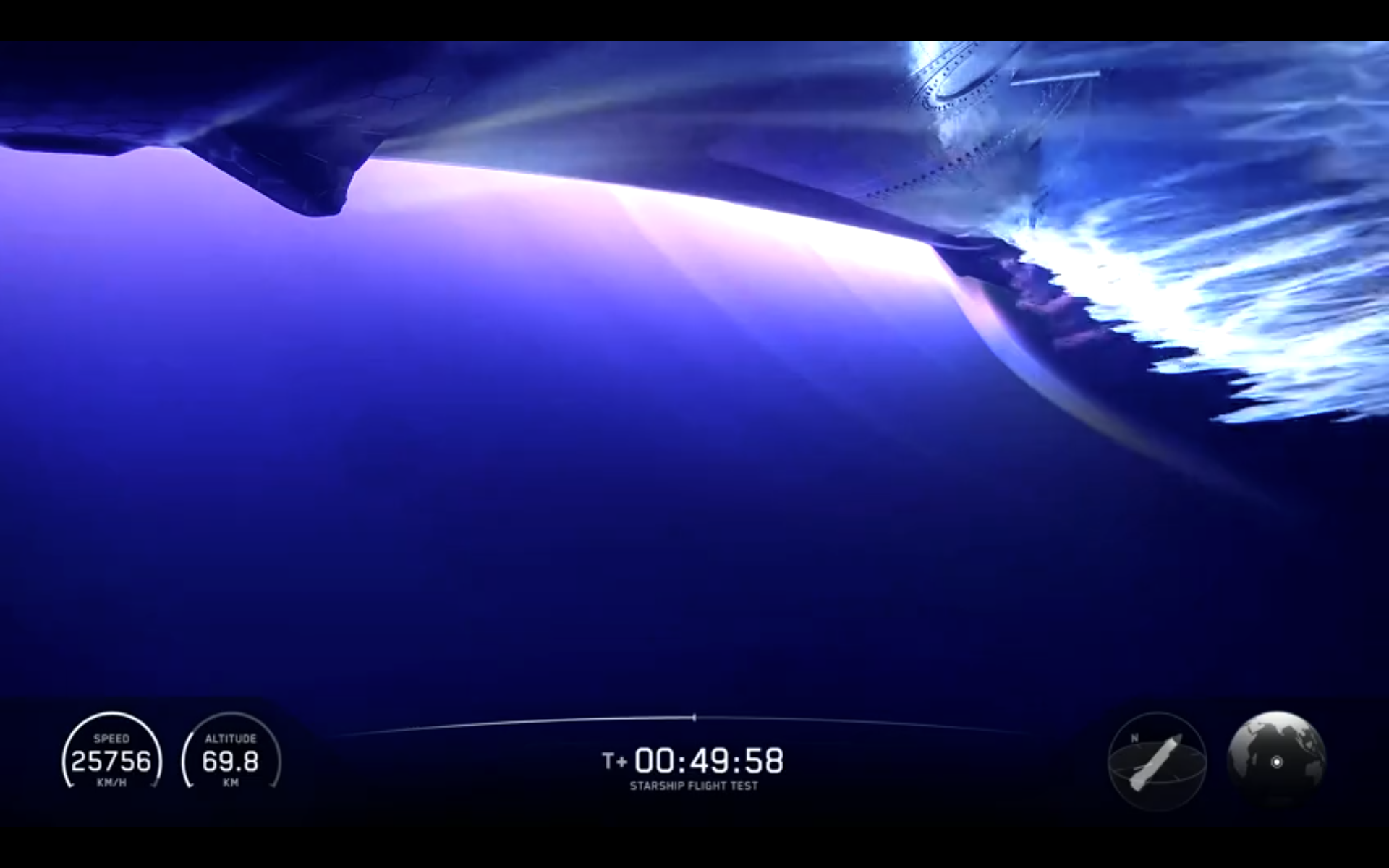 航天图片资料 · SpaceX's Starship Flight 13 during reentry