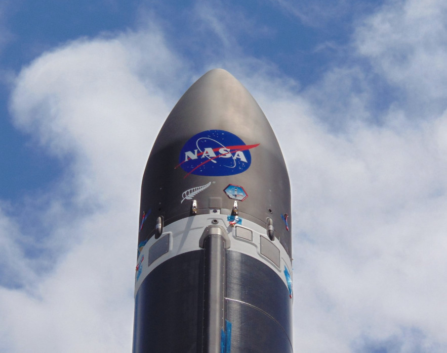 航天图片资料 · A Rocket Lab Electron booster is decked out with a big NASA logo ahead of the company's first launch for the U.S. space agency from its New Zealand launch site, on the North Island's Mahia Peninsula. Liftoff is scheduled for Dec. 12, 2018.